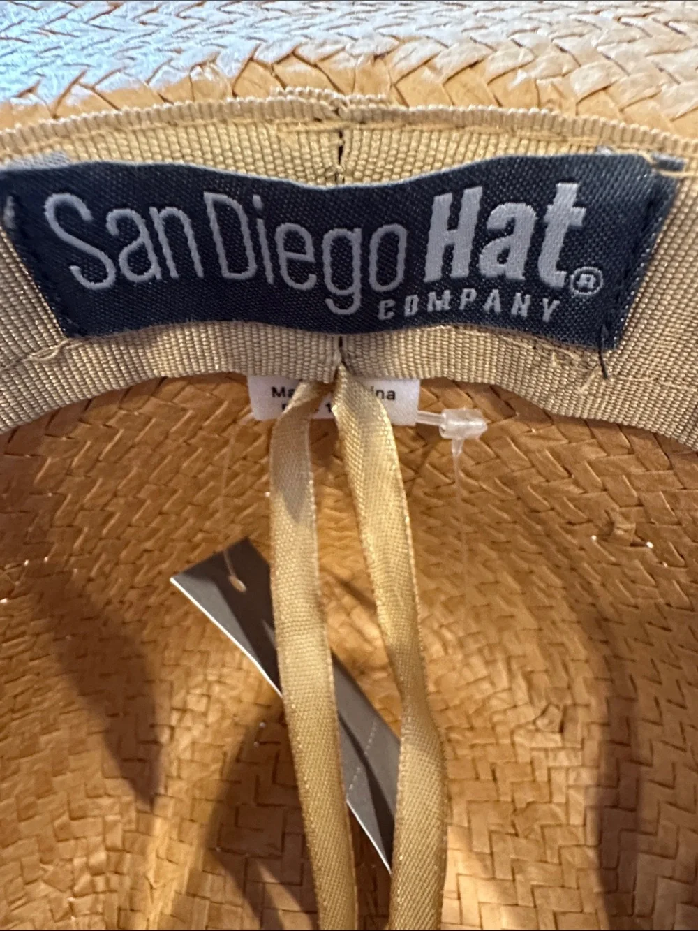 NWT San Diego Hat Company Tan Straw Hat with Black Label